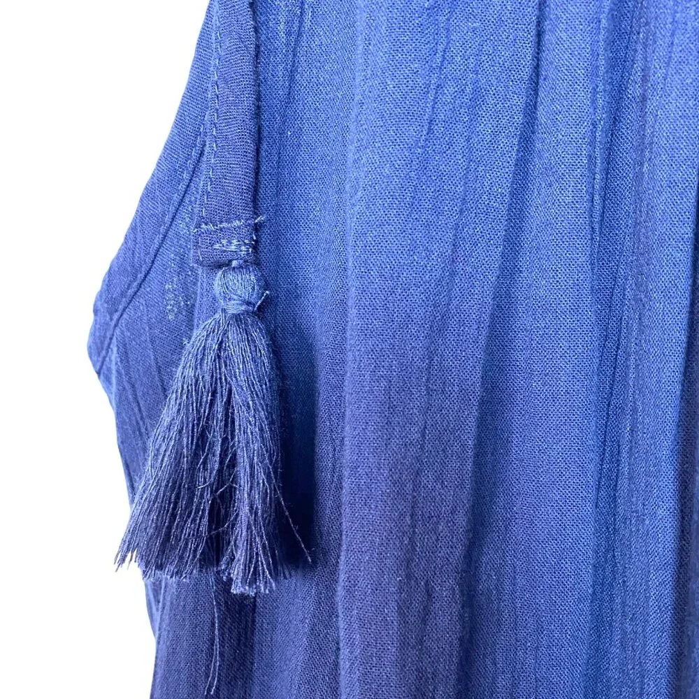 Old Navy Sleeveless Tasseled Navy Colorblock All-Day Maxi Swing Dress Size L NWT - Picture 6 of 10